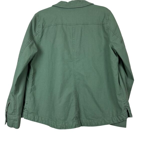 L.L.Bean Women’s Army Green Utility Denim Jacket Cargo Pocket Field Coat M - Picture 6 of 9